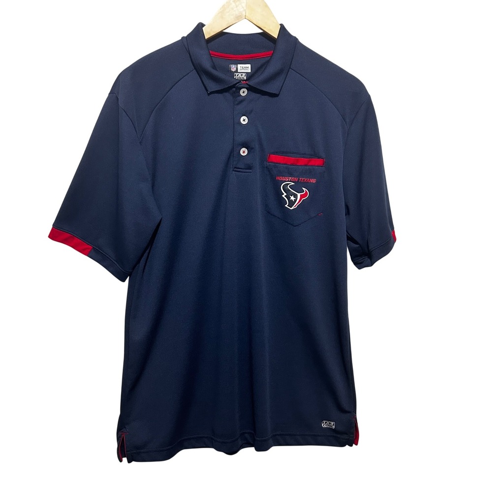 NFL Team Apparel Mens Houston Texans Polo Shirt M Navy Red TX3 Cool Gameday